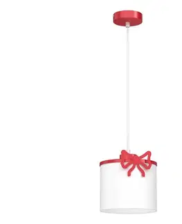 Svietidlá  Detský luster na lanku SWEET 1xE27/15W/230V biela/červená/mašle 9438