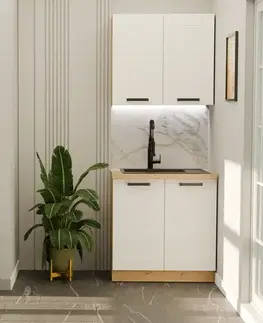 Modulový kuchynský nábytok Kuchynská linka  Luna biela/artisan 80 cm bez pracovnej dosky
