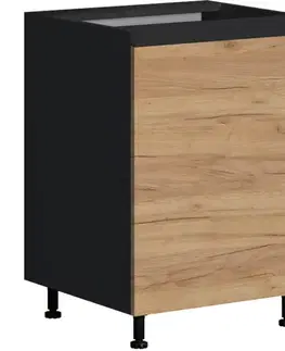 Kuchynské skrinky stojace Kuchynská skrinka Brick D60 čierna/craft