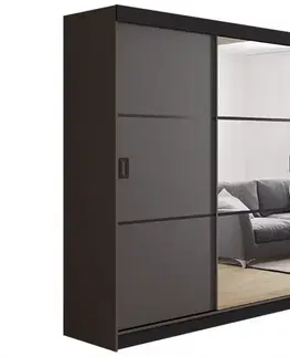 Spálňové šatníkové skrine Skriňa Retro 138 3L grafit/ Dvierka grafit