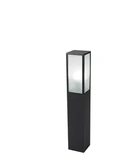 Zahradne stlpove lampy Inteligentná vonkajšia stojaca lampa čierna s rebrovaným sklom 80 cm vrátane WiFi A60 - Charlois