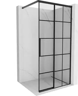Sprchové dvere MEXEN/S - Rox Sprchová zástena WALK-IN pravá 85 x 200, čierna kratka 8 mm, čierna 8C2-085-003-70-77-P