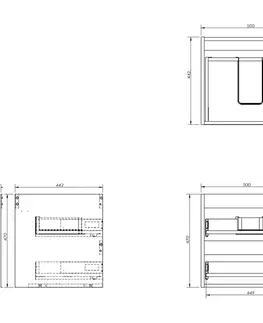 Kúpeľňový nábytok MEXEN/S - Orio kúpeľňová skrinka pod umývadlo 50 cm s doskou, 2 zásuvky, biela mat 91A10-05047-2-BFFC01