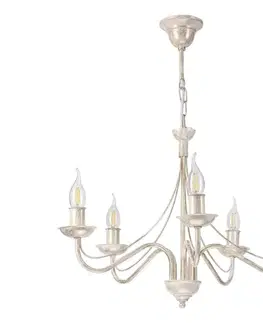 Svietidlá  Luster na reťazi ANTON 5xE14/60W/230V biela patina LM-5.294/BIAŁA PATYNA