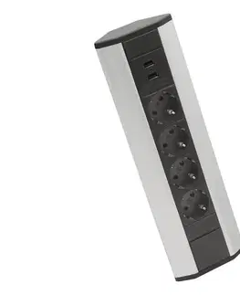 Predlžovacie káble  Rohový zásuvkový stĺpik 4x230V + 2xUSB-A čierna/strieborná 20484