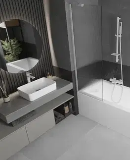 Sprchové dvere MEXEN/S - Next vaňová zástena FIX 60 x 150, prúžky, biela 895-060-000-00-09-20