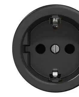 Predlžovacie káble lap - Retro domová zásuvka bez rámčeka SCHUKO 230V/16A čierna C/ZS