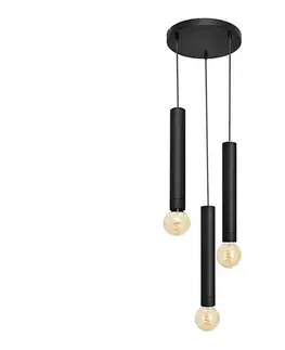 Svietidlá  Luster na lanku TUBA 3xE27/15W/230V čierna W-KD 1117/3 BK