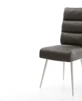 Jedálenské stoličky DELIFE Jedálenská stolička Pela-Flex mikrovlákno antracitová vintage 4-nohá zúžená nerezová oceľ vrecková pružina