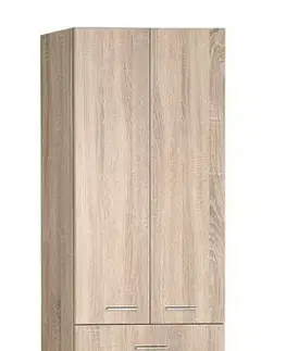 Kúpeľňový nábytok AQUALINE - ZOJA/KERAMIA FRESH skrinka vysoká 50x184x29cm, dub platin, zásuvky 51296