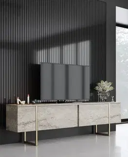 TV stolíky TV stolík Luxe - Travertine, Gold