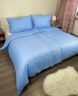 Obliečky Obliečky damaškové modré TiaHome - 1x Vankúš 90x70cm, 1x Paplón 140x200cm