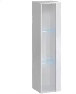 Vitríny v podkrovnom štýle Závesná skrinka Switch WW2 Biely +LED