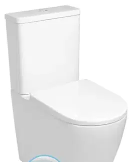 Záchody SAPHO - TURKU kombi WC, Vortex Rimless, spodný/zadný odpad, biela PC104V
