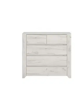 Komody KONDELA Angel Typ 43 5S zásuvková komoda biela / craft