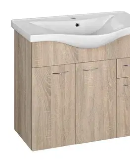 Kúpeľňový nábytok AQUALINE - KERAMIA FRESH umývadlová skrinka 74,5x74x34,7cm, dub platin 50083