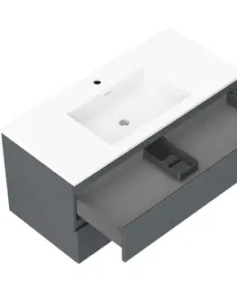 Kúpeľňový nábytok MEXEN/S - Orio kúpeľňová skrinka 100 cm s umývadlom Otis, 2 zásuvky, grafit mat/biela mat 91A10-10047-2-BFF66-W18M01