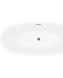 Vane MEXEN/S - Luvo Slim voľne stojaca vaňa 170 x 75, biela, sifón a prepad meď kartáčovaná 52801707500-65