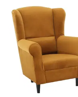 Kreslá KONDELA Charlot kreslo (ušiak) horčicová