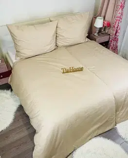 Obliečky Obliečky damaškové svetlo hnedé TiaHome - 1x Vankúš 90x70cm, 1x Paplón 140x200cm