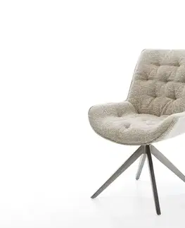 Jedálenské stoličky DELIFE Jedálenská stolička Taimi-Flex tkanina mäkký béžová krížová podstava široká grafitová 360° otočná hojdacia funkcia