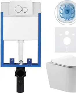 Záchody CERANO - Kompletný WC set Profi/Carlito - biela lesklá - WC tlačidlo Duo/Biela - na zamurovanie - 48,5x36,5 CER-8050BD84296