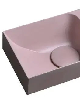 Kúpeľňové batérie SAPHO - PICCOLINO betónové umývadlo 30,8x17cm, batéria vpravo, ružová mat PK30521