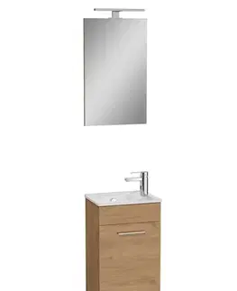 Kúpeľňový nábytok Kúpeľňová zostava s umývadlom zrkadlom a osvetlením VitrA Mia 39x61x28 cm zlatý dub MIASET40D MIASET40D