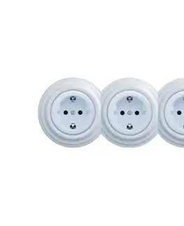 Predlžovacie káble Reblig - Trojitá retro domová zásuvka s rámčekom SCHUKO 230 V modrá RG0027+2xRG0026+3xRG0108