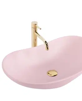 Umývadlá REA - Umývadlo na dosku ROYAL Powder Pink Matt 61x35 REA-U6374