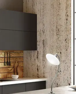 Stolové lampy Stolová lampa saténový nikel + biela Elisa