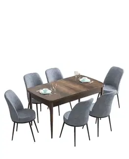 Jedálenské sety Extendable Dining Table & Chairs Set (7 Pieces) Han - Baroque, Grey