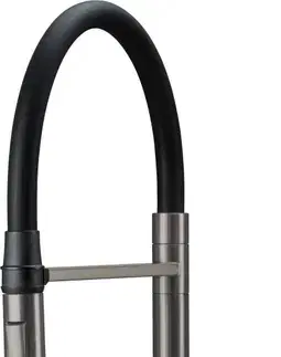Kúpeľňové batérie DEANTE - Magnetic kuchynská batéria s elastickou výpustou - 2 typy prúdu titán BRM_D72M