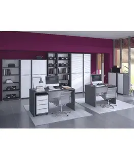 Písacie a pracovné stoly KONDELA Rioma New Typ 16 písací stôl grafit / biela