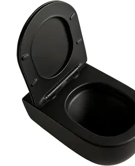 Záchody CERANO - WC závesné Felci, Vortex + Slim/UF sedátko - čierna matná - 55,5x36 CER-680366