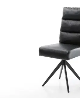 Jedálenské stoličky DELIFE Jedálenská stolička Pela-Flex pravá koža čierna krížová podstava hranatá čierna vrecková pružina
