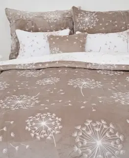Obliečky MKLozkoviny.sk Obliečky mikroplyš Exclusive - Púpavy cappuccino - 140 × 200 cm - 70 x 90 cm