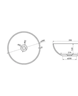 Umývadlá POLYSAN - BANERA ROUND umývadlo na dosku, liaty mramor, priemer 39cm, antracit mat 14337.51