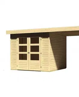 Zahradné domčeky Drevený záhradný domček s prístavkom 528 x 238 cm Dekorhome