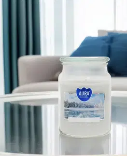 Sviečky KONDELA Leana vonná sviečka v skle 500 g priehľadná / biela