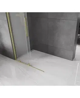 Sprchové dvere MEXEN/S - Velar Sprchová zástena posuvná Walk-in 90 x 200, dekor 8 mm, zlato kefovaná 871-090-000-33-55