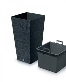 Kvetináče a truhlíky NABBI DFSH240 plastový kvetináč 24 cm antracit
