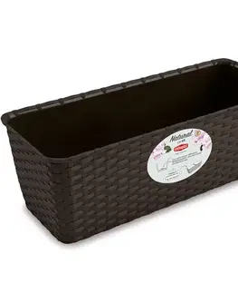 Záhrada Truhlík samozavlažovací NATURAL plastový 40x16x13cm tmavohnedý