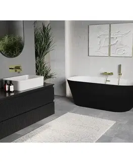 Vane MEXEN/S - Oris voľne stojaca vaňa nástenná reliéf 170 x 80, biela/čierna, sifón a prepad zlatá 52871708075-50