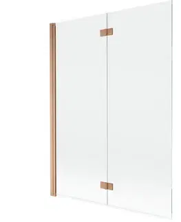 Sprchové dvere MEXEN - MIST vaňová zástena 130x150 cm 6mm 2-s, meď kartáčovaná, číra, ľavá 8A9-130-002-65-00-L