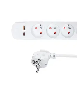 Predlžovacie káble  PP111PD20 - Predlžovací kábel s vypínačom, 3 zásuvkami a USB A+C nabíjaním, 2 m PP111PD20