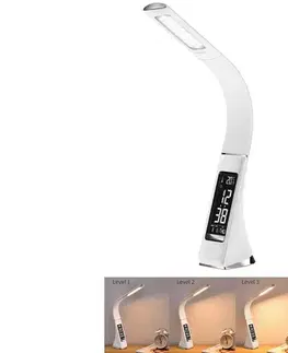 Lampy BRILAGI - LED Stmievateľná stolná lampa s displejom PELLE LED/7W/230V biela BRI8949