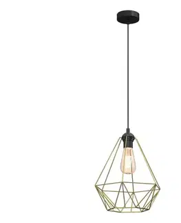Svietidlá  Luster na lanku BASKET 1xE27/60W/230V pr. 35 cm zlatá 654
