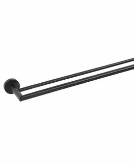 Kúpeľňový nábytok SAPHO XB401 X-Round Black dvojitý držiak uterákov, čierna