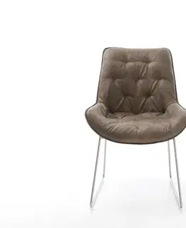Jedálenské stoličky DELIFE Jedálenská stolička Taimi-Flex mikrovlákno taupe vintage tenká podstava nerezová oceľ